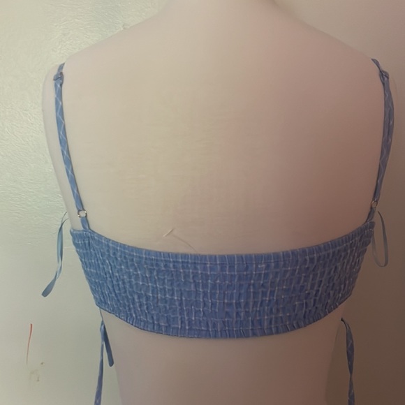 Blue And White Grid Pattern Crop Top Size Small Ron Jon Surf Shop - Picture 3 of 6